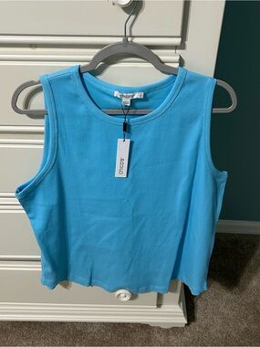 Chico's Ribbed Tank Top in Aqua Blue